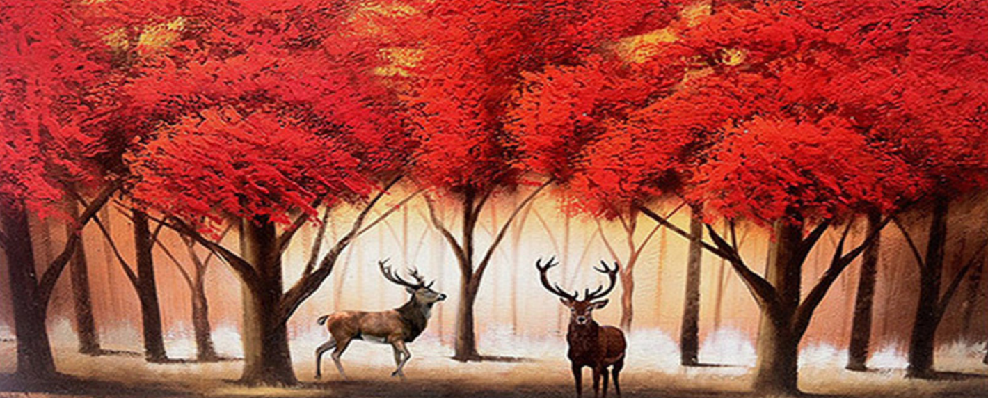 Kronhjortar i skogens öppning