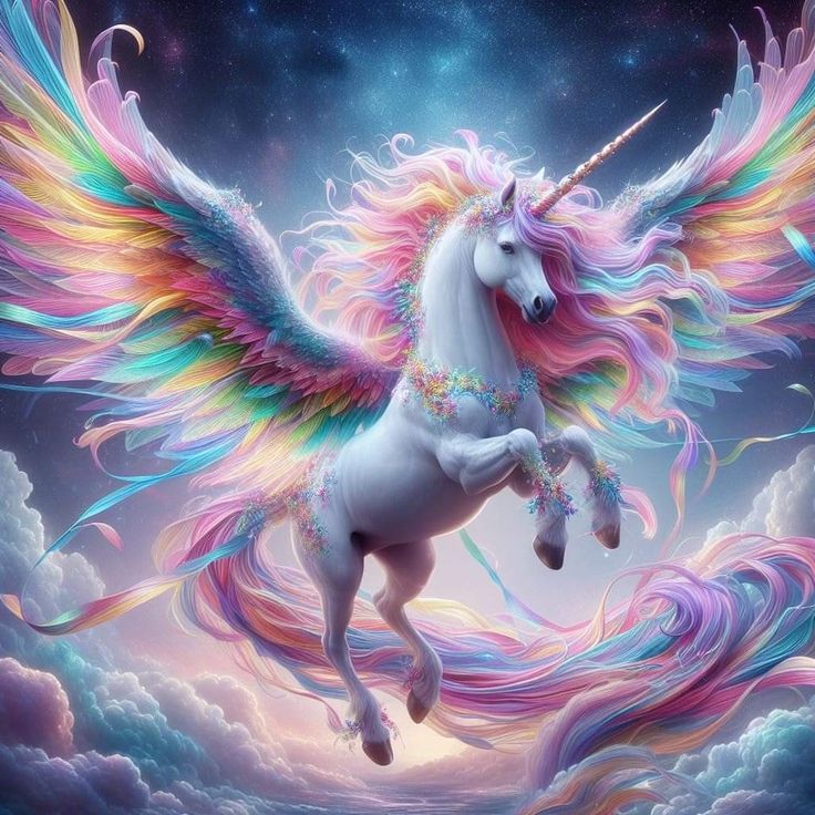 Enhörning med spridda vingar