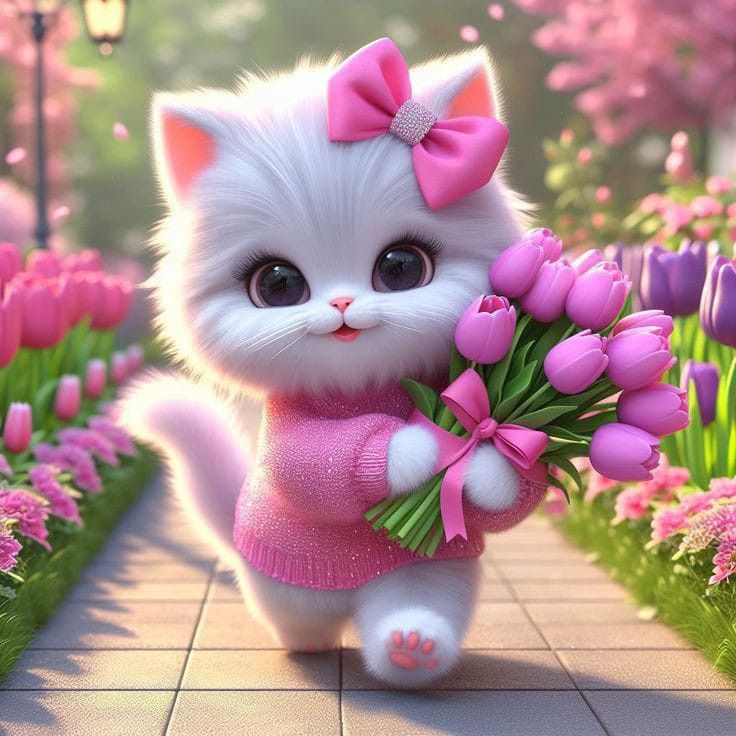 Söt kattunge med rosett på