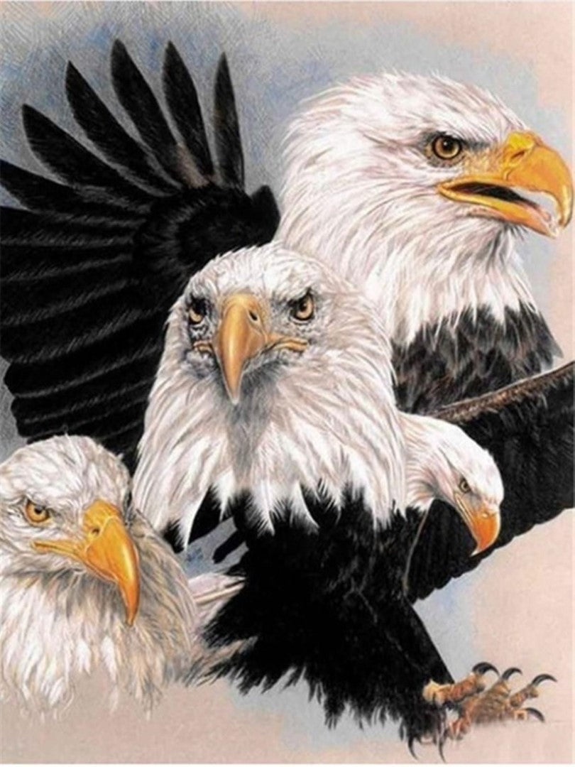 Diamond paint af ørneflok. Maleri ikke foto.