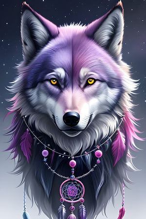 Varg med drömfångarkedja