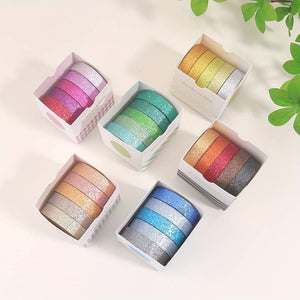 Mini washi tape i flotte glimmerfarver