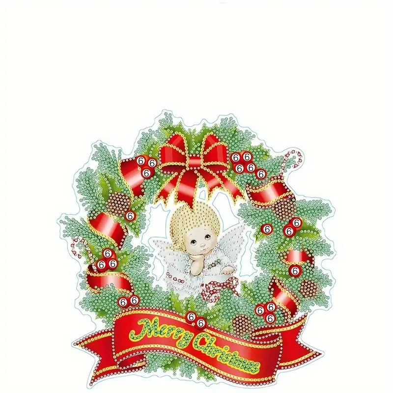 Julkrans med ängel - klistermärke