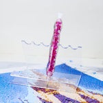 Diamond painting pen. Gennemsigtig med pink blomster i.