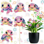 Dekorationspinde med skildpadder i lyserøde nuancer. Diamond painting kit.