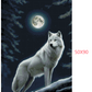 Diamond painting af en hvid ulv i måneskin. Mål: 50X90 cm.