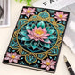 Notesbog med lotusblomst. Diamond painting kit med alt tilbehør.