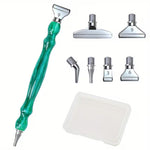 Grøn Diamond painting pen med udskiftelige tipper i metal. Voks medfølger.