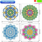Diamond painting klistermærker med mandalamønstre. 4 forskellige farverige designs. Måler: 14,5 X 14,5 cm.