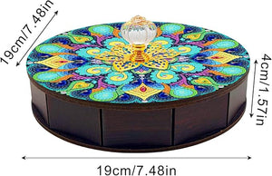 Diamond painting skrin i målene: 19x4 cm. Rund med mandalalåg.