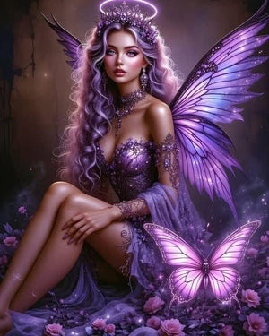 Smuk fe/engel i lilla toner - AB-sten