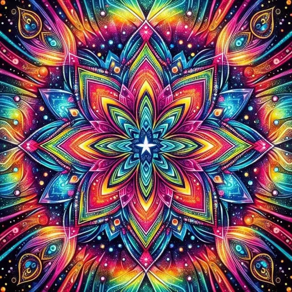 Smukt mandalamønster - AB-sten og Fairydust op til 100 farver