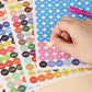 Nummererede labels til diamond painting eller broderi. Klistermærker med rund form.