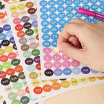 Nummererede labels til diamond painting eller broderi. Klistermærker med rund form.