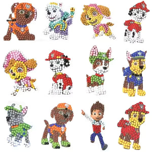 Diamond paint klistermærker - 12 stk. med Paw patrol.