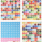 Runde stickers i arkmed farvekoder til diamond painting eller broderi.