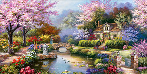 Sø med kirsebærtræer