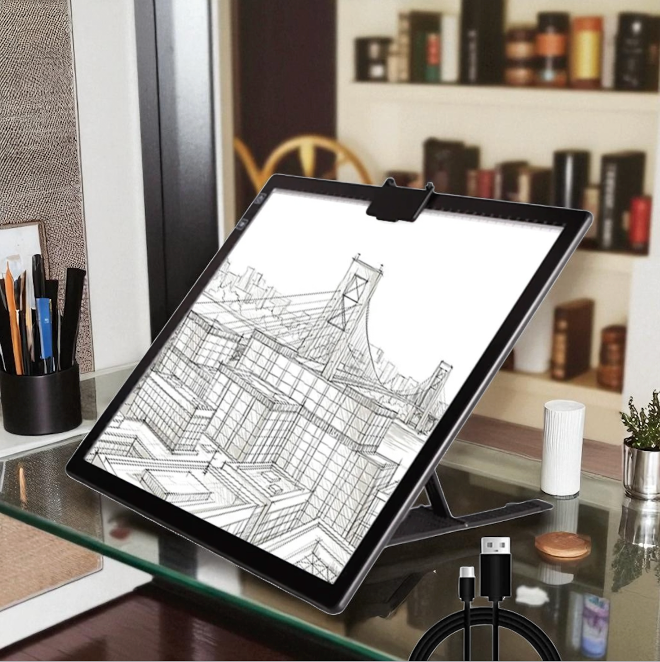 Lysplade i A3 størrelse med Stander & Batteri