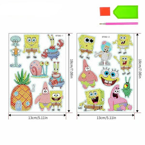 Klistermærker med SvampeBob og hans venner. Diamond painting kit.