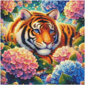 Tiger i hortensiabädd