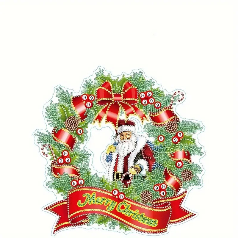 Julkrans med jultomten med presentsäck - klistermärke