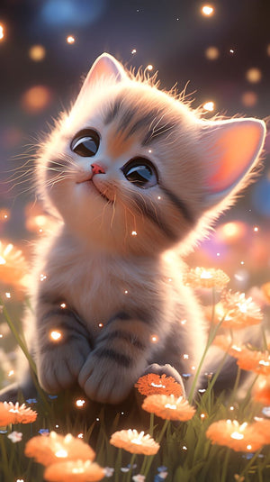 Nuttet kattekilling med store øjne