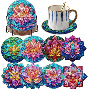8 stk bordskånere med smukke lotusblomster